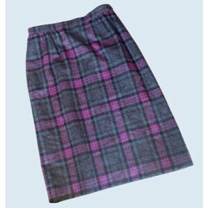 Vintage 1980s Miss Pendleton Wool Plaid Mid Calf Length Skirt Size XS